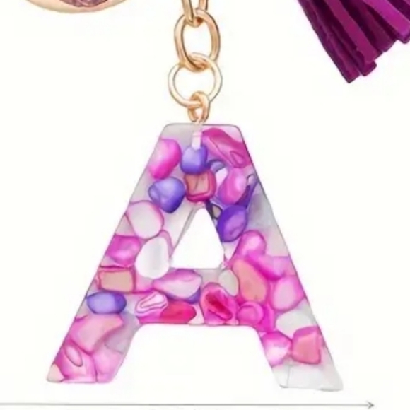 NEW! Resin Letter "A" Initial Keychain Purse Charm ~ 🎒, Bag, 🚗 Hanging - Picture 5 of 5